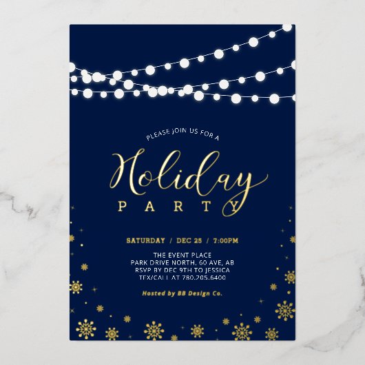 Feierabend der Marine mit Lichtern und Schneeflock Folieneinladung (Vorderseite)