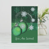 Feierabend Einladung Grün, Schneeflocke im Ziersti (Stehend Vorderseite)