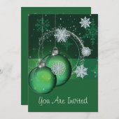 Feierabend Einladung Grün, Schneeflocke im Ziersti (Vorne/Hinten)