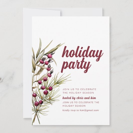 Feierabend Einladung mit Grüntönen Berries (Vorderseite)