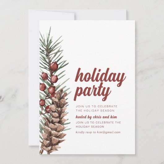 Feierabend Einladung mit Grüntönen Berries (Vorderseite)