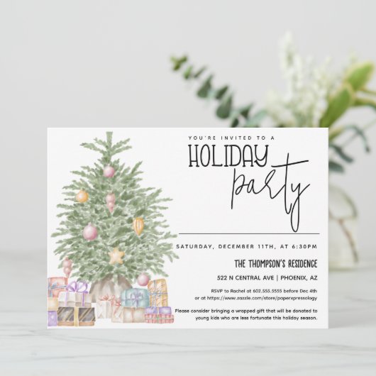 Feierabend Einladung mit Weihnachtsbaum (Stehend Vorderseite)