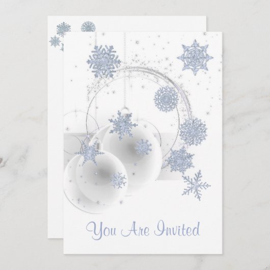 Feierabend Einladung weiß, Schneeflocke im Ziersti (Vorne/Hinten)