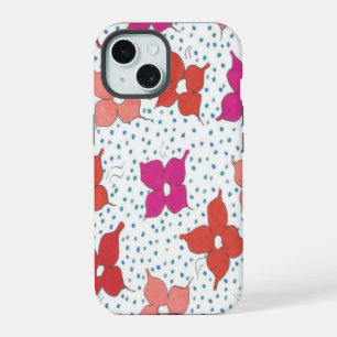 Feierblumen und Punkte iPhone 15 Hülle