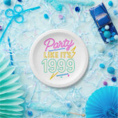 Feiere als wäre es 1999®™ – Neon Voltage Pappteller (Party)