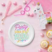 Feiere als wäre es 1999®™ – Neon Voltage Pappteller (Party)