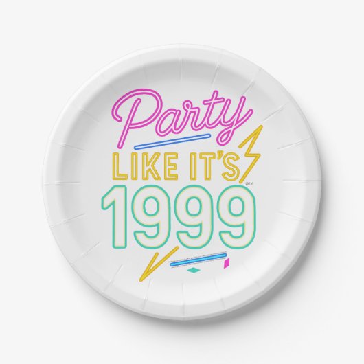 Feiere als wäre es 1999®™ – Neon Voltage Pappteller (Vorderseite)
