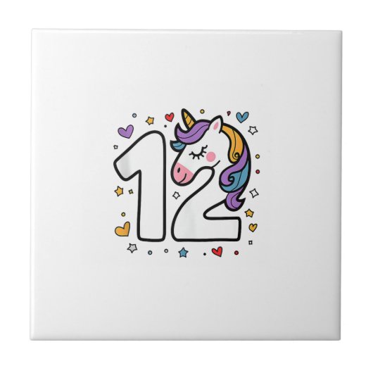 Feiere den glücklichen 12. Geburtstag für Mädchen Fliese (Vorderseite)