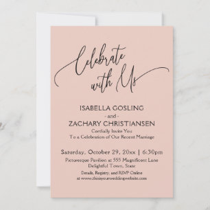 Feiere mit uns Pretty Handwriting Blush Pink Einladung
