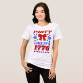 Feiere wie 1776 Roter Gingham-Bogen Tri-Blend Shirt (Vorderseite voll)