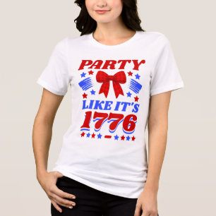 Feiere wie 1776 Roter Gingham-Bogen Tri-Blend Shirt