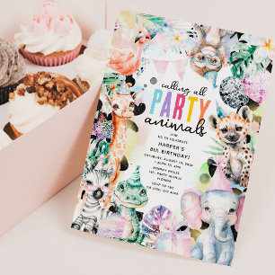 Feiere wie Dein Geburtstag Safari Themen Kinderpar Einladung