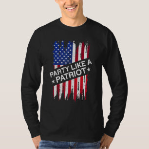 Feiere wie ein Patriot Amerikanische Flagge USA L T-Shirt