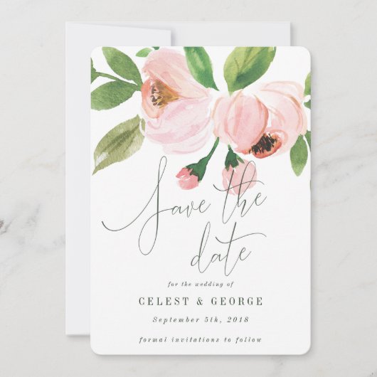 FEIERFARBENE WASSERFARBE SAVE THE DATE EINLADUNG (Vorderseite)