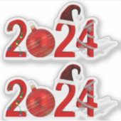Feierlich 2024 Roter Frohe Weihnachten Neues Jahr Aufkleber (Vorderseite)