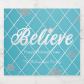 Feierlich Blau und Silber "Glaube" Urlaub Alkoholflaschenetikett (Einzelnes Label)