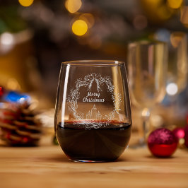 Feierlich frohe Weihnachten Etched Kranz Stielloses Weinglas