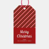 Feierlich frohe Weihnachten Rot gestreift Geschenkanhänger (Vorderseite)