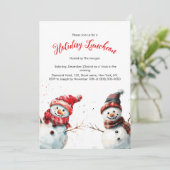 Feierlich fröhlich Snowman Holiday Luncheon Einladung (Stehend Vorderseite)