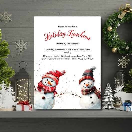 Feierlich fröhlich Snowman Holiday Luncheon Einladung