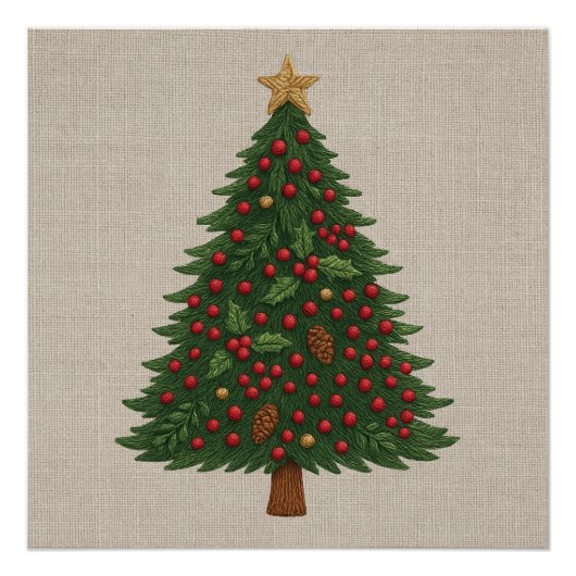 feierlich fröhlicher, rustikaler Weihnachtsbaum Poster (Vorderseite)
