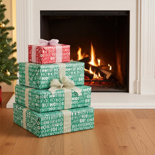 Feierlich hell und farbenfroh "HO! HO! HO! Christm Geschenkpapier Set