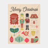 Feierlich pastellrosa Holly Nutcracker Fleecedecke (Vorderseite)