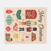 Feierlich pastellrosa Holly Nutcracker Fleecedecke (Vorderseite (Horizontal))