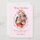 Feierlich Rosa Rahmen Foto Weihnachten (Vorderseite)
