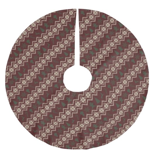 Feierlich Rot, Grün & Creme Gemütliche Weihnachtsm Polyester Weihnachtsbaumdecke (Vorderseite)