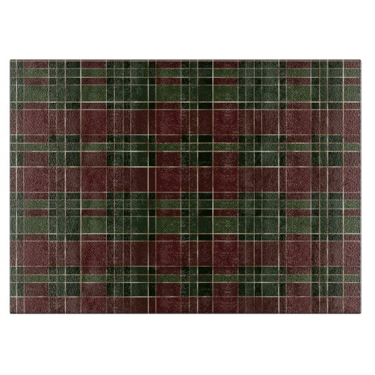 Feierlich Rot, Grün und Gold Kariert Schneidebrett (Vorderseite)