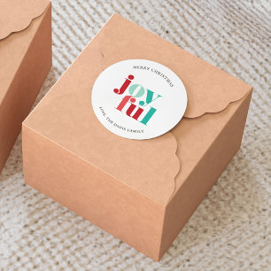 Feierlich Rot und Grün "Freuen" Weihnachten Custom Runder Aufkleber