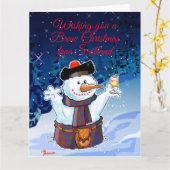 Feierlich schottischer Snowman Karte (Gelbe Blume)