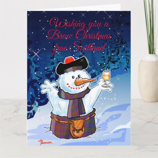 Feierlich schottischer Snowman Karte (Vorderseite)