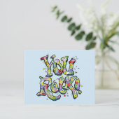 Feierlich "You Rock!" Postkarte (Stehend Vorderseite)