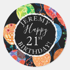 Feierliche 21. Geburtstagsballons geben Namen und  Runder Aufkleber