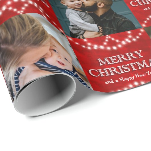 Feierliche 4 Foto frohe Weihnachten und glücklich Geschenkpapier (Rolleneckpunkt)