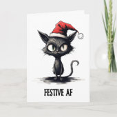 Feierliche AF Sarcastic Cat Weihnachten Karte (Vorderseite)