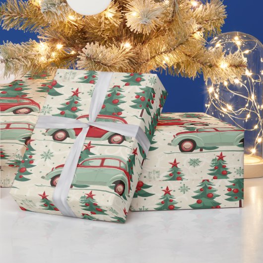 Feierliche Autos auf fröhlichem Verpackungspapier Geschenkpapier (Feiertage)