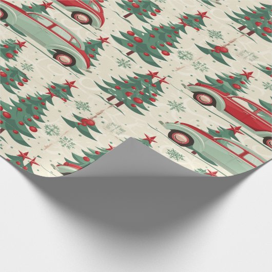 Feierliche Autos auf fröhlichem Verpackungspapier Geschenkpapier (Ecke)