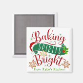 Feierliche Backbrille Braun Custom Weihnachten Magnet (Vorderseite/Rückseite)