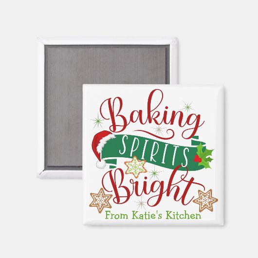 Feierliche Backbrille Braun Custom Weihnachten Magnet (Vorderseite/Rückseite)