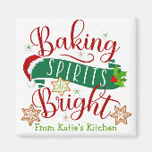 Feierliche Backbrille Braun Custom Weihnachten Magnet (Vorne)