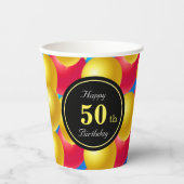 Feierliche Ballons, mehrfarbig, 50. Geburtstag Pappbecher (Vorderseite)