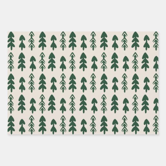 Feierliche Bäume verschenken Punkte Nahtloses Must Geschenkpapier Set (Vorderseite)