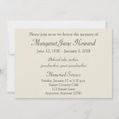 Feierliche Beerdigung des Sunset Memorial Service Einladung (Rückseite)