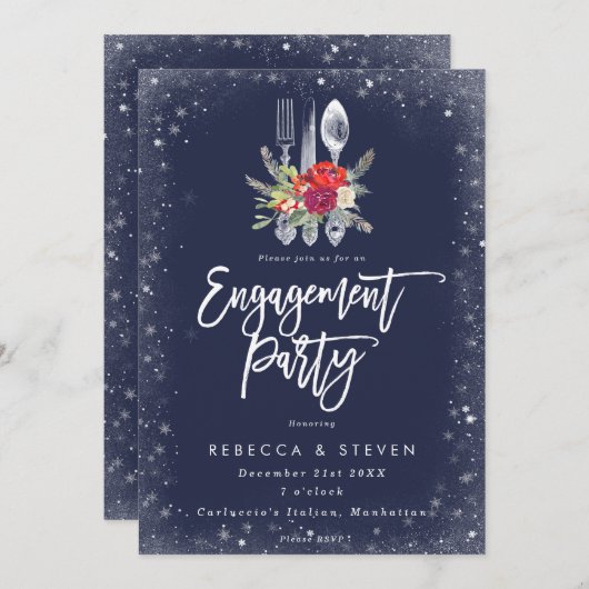 Feierliche Begegnung im Winter Einladung (Vorne/Hinten)