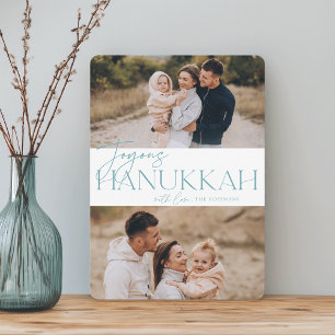 Feierliche Begrüßung   2 Foto Joyous Hanukkah Feiertagskarte