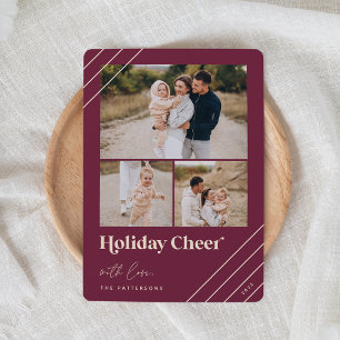 Feierliche Begrüßung   Holiday Cheer 3 Foto Card Feiertagskarte