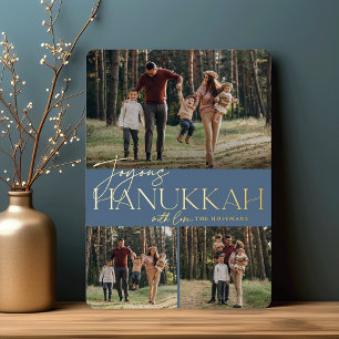 Feierliche Begrüßung   Joyous Hanukkah 3 Foto Folien Feiertagskarte